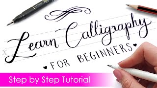 How to write CALLIGRAPHY with ANY PEN ✍️  Step by Step Tutorial [upl. by Tabbi]