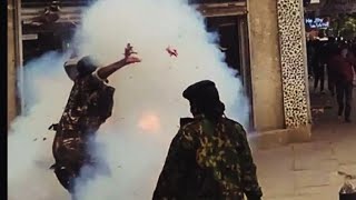 POLICE OFFICER LOSES FINGERS AFTER A TEARGAS CANISTER DETONATE ON HIS HANDS kenya kenyanyoutuber [upl. by Amikehs295]