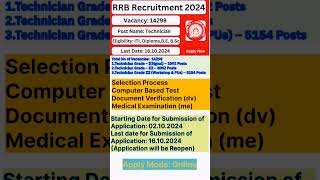 RRB Requirements 2024 Technician Posts14298 shorts lastday rrbtechnician shortalloverindiajob [upl. by Asilram]