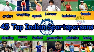 45 Top Famous Indian Sportspersons Names and Pictures  General Knowledge Sports Quiz [upl. by Geibel565]