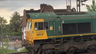 Freightliner class 66 passing by South Kenton station [upl. by Htidirrem]