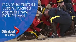 Iconic Canadian Mounties collapse during appointment of new commissioner [upl. by Leahcimauhsoj]