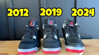 Air Jordan 4 Bred Comparison 2012 vs 2019 vs 2024 [upl. by Iot]