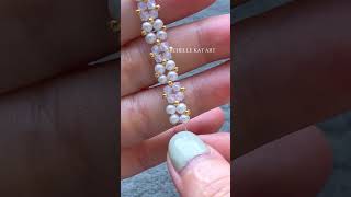 1 minute how to make beaded ring bracelet making ring with pearl 3mm amp bicone 3mm easy diy [upl. by Ahsaei]