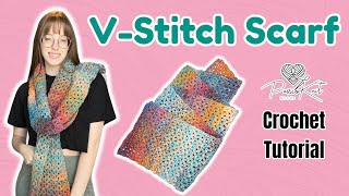 Crochet VStitch Scarf  TUTORIAL  DIY [upl. by Ynitsed]