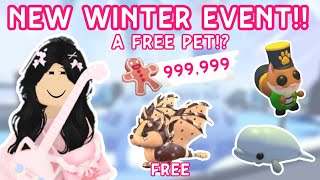 Adopt Me NEW winter update❄️⛄  Gingerbread Currency And A Free Pet😱❄️ adoptme roblox pet [upl. by Gad857]