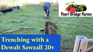 Trenching for Irrigation line using a Dewalt Sawzall 20v [upl. by Estell]