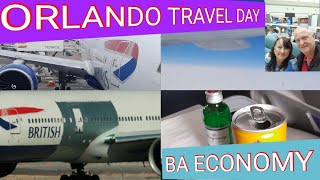 OLANDO TRAVEL DAY BA GATWICK TO ORLANDO BOEING 777 ECONOMY  FEB 2024 [upl. by Yesllek]