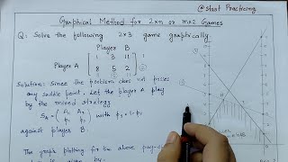 Graphical Method in Game Theory  2xn and mx2 game without saddle point  Operation Research [upl. by Oirram]