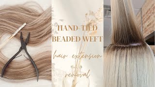 Hand Tied Beaded Weft Hair Extension Removal [upl. by Aihsekin719]