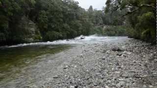 Jet boating on the Wairaurahiri river Fiordland New Zealand Feb 2013 [upl. by Lombardi]