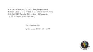 GAMSAT Biology Sample Questions Unit 1 Questions 1 to 6 Blue Booklet [upl. by Nordna]