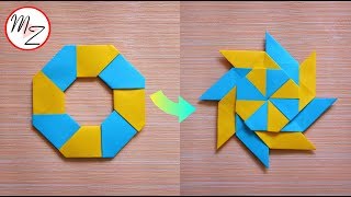 8Pointed Transforming Ninja Star DIY Origami paper toys  How to make a ninja star from paper [upl. by Eldnek483]