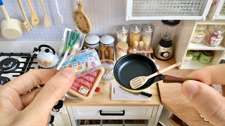 ReMent Kitchen Mini Burger Steak Scrambled Eggs Vegetable StirFry Toy Food Miniature Cooking ASMR [upl. by Aenil]