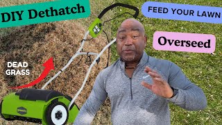 🇨🇦 How to DETHATCH amp OVERSEED your Lawn with GREENWORKS Dethatcher [upl. by Cranford]