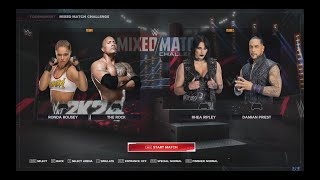 WWE 2K24 MIXED MATCH CHALLENGE  RODA amp ROCK vs RHEA amp DAMIAN  5 [upl. by Larrabee]