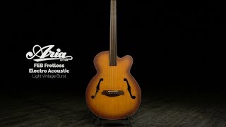 Aria FEB Fretless Electro Acoustic Bass Guitar Light Vintage Burst  Gear4music demo [upl. by Gussy752]