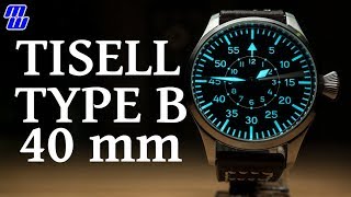 Tisell 40mm TypeB automatic pilot watch  Review Measurements Lume [upl. by Medwin766]