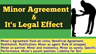 Capacity to Contract Minor Agreement under Indian Contract Act Legal position of minor in Contract [upl. by Astraea604]