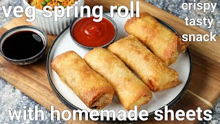 veg spring roll recipe with homemade spring rolls sheet  crispy amp crunchy spring rolls [upl. by Oribel]