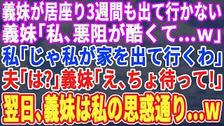 【スカッとする話】義妹が居座り3週間も出て行かない。義妹「悪阻が酷くてね…w」私「じゃあ私が家を出るか」夫「え？」義妹「ま、待って！」翌日、義妹は私の思惑通り…ｗ【修羅場】【朗読】【総集編】 [upl. by Eiram]