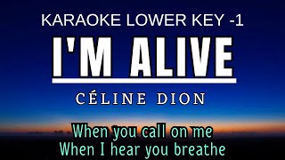 Céline Dion  Im Alive Karaoke Lower Key Nada Rendah Wanita 1 G mayor [upl. by Aikrehs]