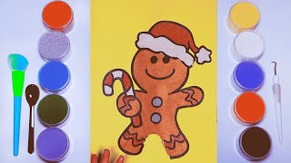 Draw and Coloring The Gingerbread Man also known as Gingy Sand Painting [upl. by Anerroc519]