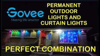 GOVEE CURTAIN LIGHTS amp PERMANENT OUTDOOR LIGHTS COMBINATION 😮 [upl. by Smiga]