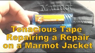 Tenacious Tape Repairing A Repair On Marmot Jacket [upl. by Eizzo]