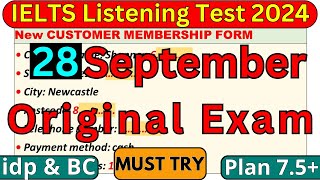 28 September 2024 IELTS Listening Test With Answers  IELTS LISTENING  IDP amp BC [upl. by Ethe]