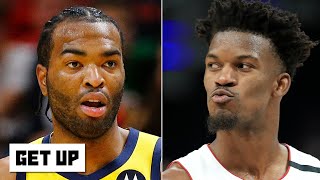 Jimmy Butler calls TJ Warren trash after heated altercation  Jalen Rose reacts  Get Up [upl. by Aiksa]