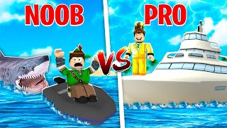 NOOB VS PRO DESAFIO DO BARCO SEGURO CONTRA TUBARÃO NO ROBLOX SharkBite 🦈 [upl. by Rizika]