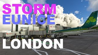 Storm Eunice Gatwick amp Heathrow Approach A32NX  MSFS [upl. by Anwahsak]