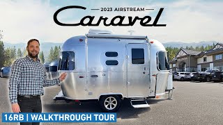 SMALLEST Airstream Camping Trailer  2023 Caravel 16RB Walk Through Tour [upl. by Tillman]