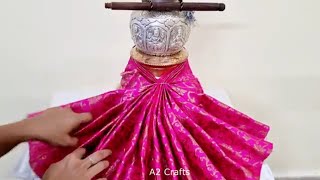 2 Simple and Easy Kalash Decoration using Blouse Piece  Varamahalakshmi pooja Decoration [upl. by Eldnik]