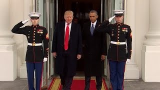 President Obama and Presidentelect Trump head to inauguration ceremony [upl. by Harrak]