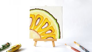 How To Paint a Jackfruit Slice  Jackfruit Painting  Easy Mini Canvas Painting Ideas For Beginners [upl. by Rento]