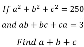 If a2b2c2250 and abbcca3 then find abc [upl. by Binky462]