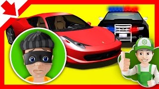 Cartoon police cars for children Police chase  Little Smart Kids [upl. by Idnas]