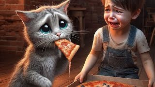 cute cat poor amp hungry for pizza 😭😭😭sad cute cat shortsaicutecat youtubeshorts viralvideo [upl. by Oirom]