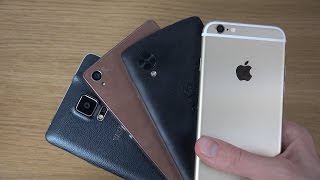 Samsung Galaxy Note 4 vs Sony Xperia Z3 vs Nexus 5 vs iPhone 6  Which Is Faster 4K [upl. by Timoteo631]