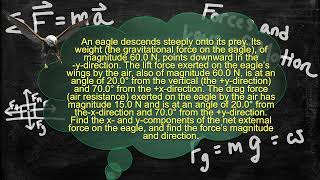 Physics Problem Solver  Force and Interactions Fma Newtons 1st Law  An Eagle Descends [upl. by Antonin425]