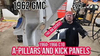 1962 GMC EP7  C10 A Pillar and Kick Panel repair [upl. by Ienttirb]