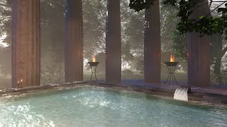 Ancient Roman Bath Ambience  Hot Spring in the Forest  Onsen ASMR [upl. by Itsyrc]