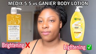 MEDIX 55 BODY LOTION VS GANIER BODY SERUM  HONEST REVIEW  BEST LIGHTENING BODY LOTION [upl. by Ellessig485]