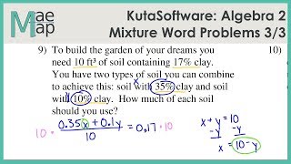 KutaSoftware Algebra 2 Mixture Word Problems Part 3 [upl. by Yleoj361]