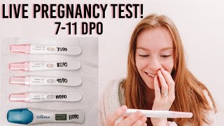 LIVE PREGNANCY TEST  FINDING OUT IM PREGNANT  711 DPO LINE PROGRESSION [upl. by Yruy881]