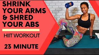 Shrink Arm Fat amp Shred Abs HIIT Workout For Women No Repeats [upl. by Liagibba448]