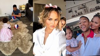 Chrissy Teigen  Instagram Story  4 July 2018 w John Legend amp Luna [upl. by Harbert]