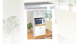 Home Source Industries 153BRD Tall Kitchen Microwave Cart Cabinets Shelf and Glass Doors [upl. by Ellenhoj193]